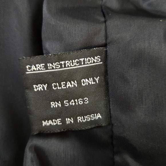 90s Vintage Black Wool Blend Toggle Closure Leather Trim Overcoat Size Medium - Picture 11 of 13